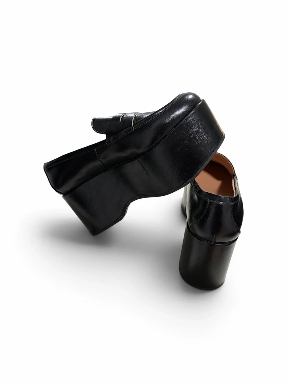 Scoop Black Platform Penny Loafers Chunky Heel 6.5